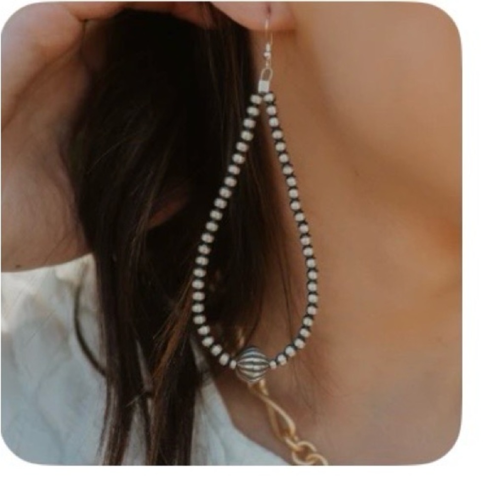 Goldie Lew Beaded Teardrop Drop Earrings in Sterling Silver